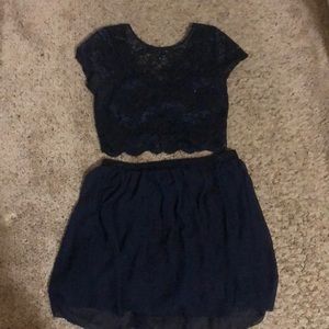 Two piece Navy Blue Sparkly Dress